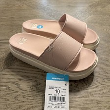 NEW Women's Reef Cushion Bondi Bay Neutral Pale Pink Platform Slide Sandals 10