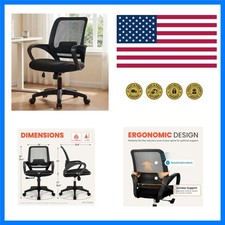 Home Office Desk Chair Ergonomic Mesh with Lumbar Support, Black Comfortabl...