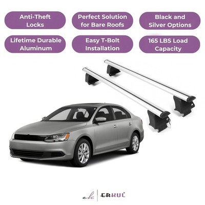 ERKUL Roof Rack Crossbars For VOLKSWAGEN JETTA 2011-2018 Naked Roof Aluminum