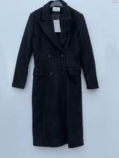 Lucy Wang Black Duster Midi Overcoat Black Size L Slim Fit - Uk 12 Bnwt