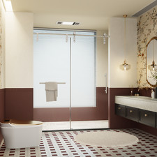 56-60"W 76"H Single Sliding Shower Doors, 5/16"Tempered Glass , Brushed Nickel