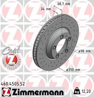 2X Zimmermann 460.4505.52 Bremsscheibe FüR Porsche
