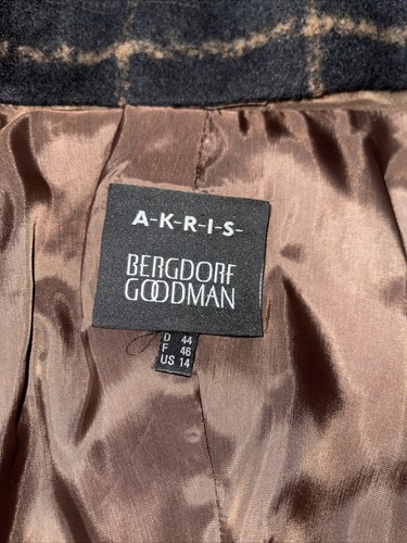 Preowned- Akris L/S Plaid Stripes Alpaca Button Front Jacket Womens (Size 14) - Picture 5 of 10