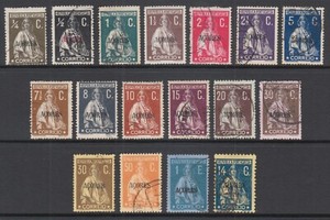 Azores-Sc-155-172-used-1912-21-Ceres-definitives-on-chalky-paper-perf-15x14