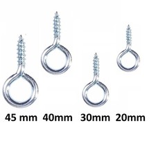 HEAVY DUTY SCREW IN EYE HOOKS 20mm - 45mm Metal/Wood/Thread/Twist/Ring/Hoop