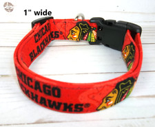 CHICAGO BLACKHAWKS Terri's Dog Collar custom made adjustable with NHL fabric