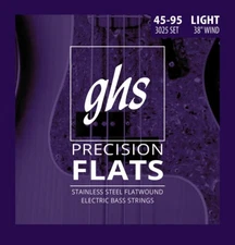GHS 3025 Precision Bass Flats Flatwound Bass Guitar Strings; light gauges 45-95