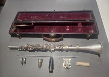 Early Ser. # 14985 1920s Continental Silver Clarinet w/ Steel Ebonite mouthpiece