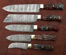 5 Pcs Hand Forged Damascus Steel Chef Knives Set, Kitchen Knife Set, BBQ JW-5008
