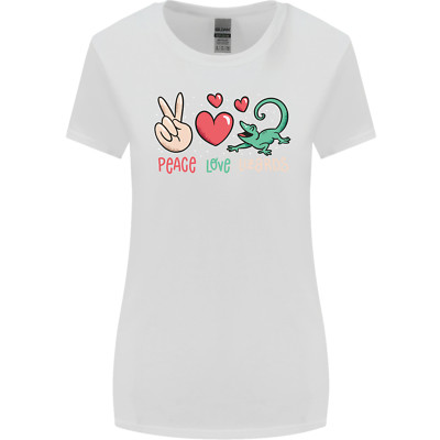 Lustiges Damen-T-Shirt Peace Love Lizards Gecko Leguan breiter geschnitten