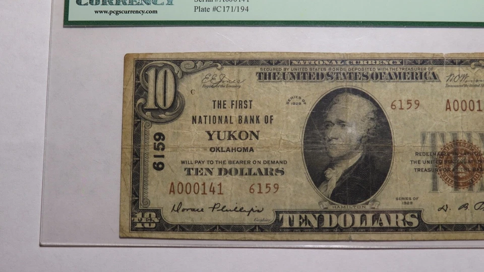 $10 1929 Yukon Oklahoma OK National Currency Bank Note Bill Ch. #6159 F12 PCGS - Image 2 of 4