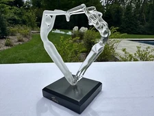 MILON TOWNSEND ART GLASS Chapital Sculpture Lovers Heart Shaped Signed 1989