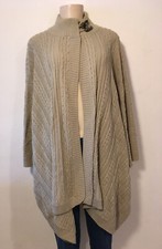 Soft Surroundings Poncho Sweater Tan Turtleneck Toggle Fastened S/M EUC