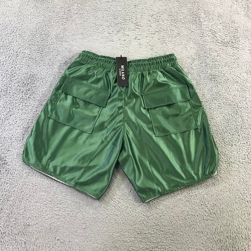 Milano Di Rouge Shorts Mens Small Tyson Green Spell Out Silver Athletic a342 - Picture 6 of 9