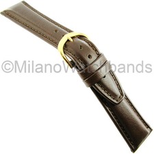 22mm Milano Brown Genuine Glove Leather Padded Stitched Dreams Watch Band