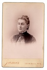 Antique Cabinet Card 1890s James Woman High Collar Blouse Portrait NY NY