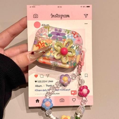 For Apple Airpods 4 3 2 Pro1 Silicone Case Floral Earphone Cover With Charms Gif - Picture 1 of 19