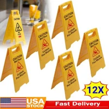 12Pcs Wet Floor Sign Foldable A Frame Caution Floor Sign Plastic Indoor Outdoor