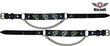 Synthetic Leather Black Motorcycle Fashion Deadman's Hand Logo Boot Chain 17 In