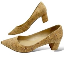 Kate Spade Aerial Block Heel Pointed Toe Cork Gold Flecked Pumps Size 9M