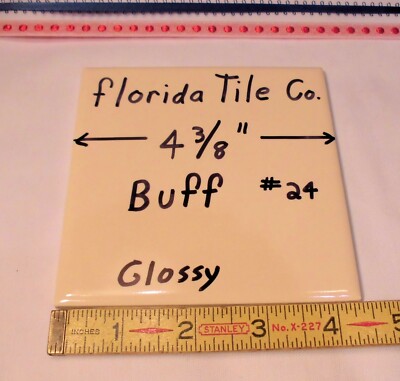 1 pc. Buff-Tan-Peach: 4-3/8'' Glossy Ceramic Tiles by Florida Tile Co.   NOS