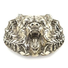 German silver Belt buckle Grizzly Bear, Animal belt buckle, Brown bear buckle