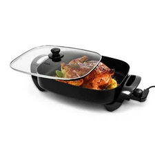 16-inch Nonstick Electric Jumbo Skillet Cool-Touch Side Handles Buffet Server