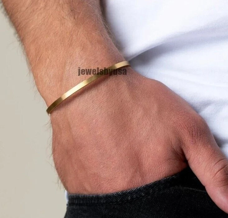 Mens metal bracelet cuff discount