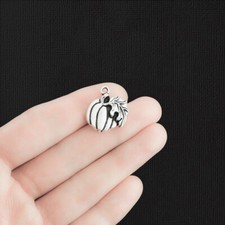 BULK 20 Pumpkin Charms Antique Silver Tone - SC1376