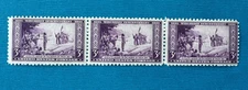 US Stamps Scott 739 3c 1934 Wisconsin Tercentenary Issue strip of 3 M/H