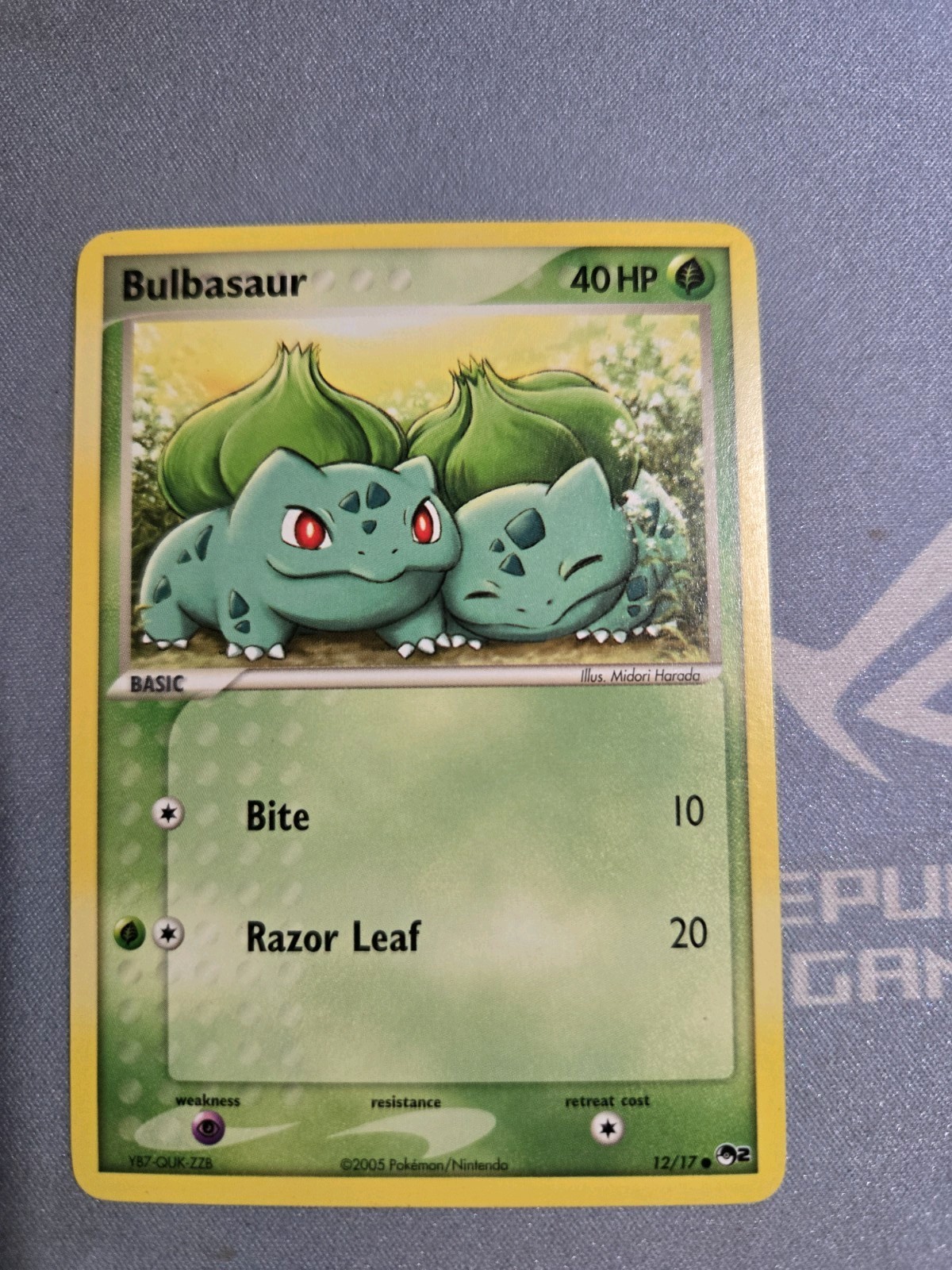 Pokémon TCG Bulbasaur Card 12/17 Common, Pop Series 2 NEAR MINT