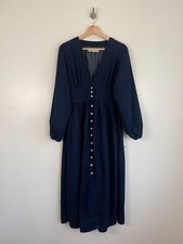 Nobodys Child Dress Size UK 10 Starlight Midi Denim Indigo Long Sleeve Empire