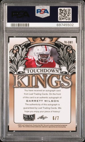 2022 Leaf Metal Draft TD/K Auto Orange Prismatic Garrett Wilson /7 PSA 10 GEM MT - Picture 2 of 2