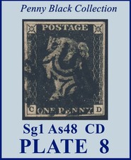 QV Penny Black  #B57,  Sg1   As48  CD - Scarcer Plate 8. Intense Black