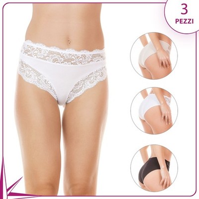 Women's Slip Jadea 742 in Cotton and Lace 3 pcs