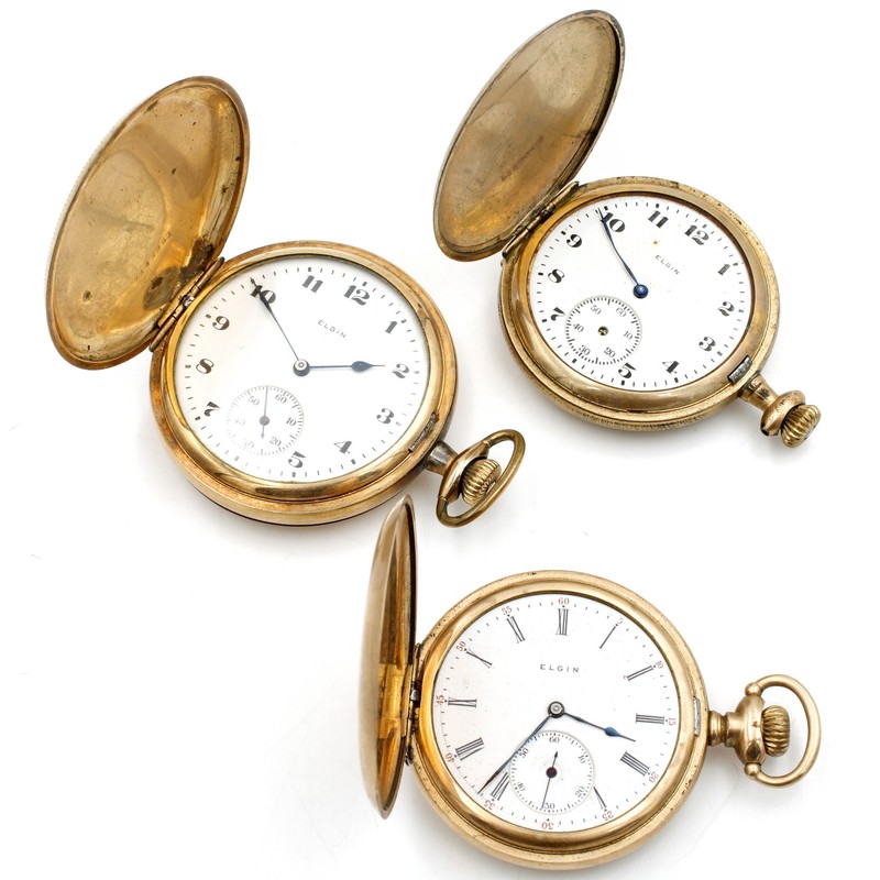 1912 to 1921 Elgin Illinois 12s to 16s 7j to 17j Pocket Watch Lot of 3 #WB5117-4