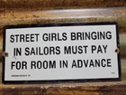 VINTAGE 1942 SAILOR PORCELAIN SIGN OLD HOTEL VIRGINIA BEACH STREET GIRLS BROTHEL