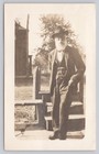 Antique RPPC Real Photo Postcard Elderly Gentleman with Long White Beard & Hat