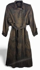 Vtg Forecaster of Boston Womens Trench Coat Double Breasted Maxi Long Copper Bla