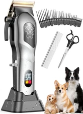 Dog Grooming Kit, Dog Clippers for Grooming for Heavy Thick Hair, Low Noise Cord