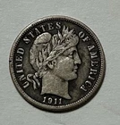 1911-s  Liberty Barber  Dime Extra Fine