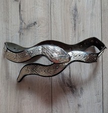 Vintage Metal Texture Snake Belt on Leather Design Gothic size 72-88 cm S-M
