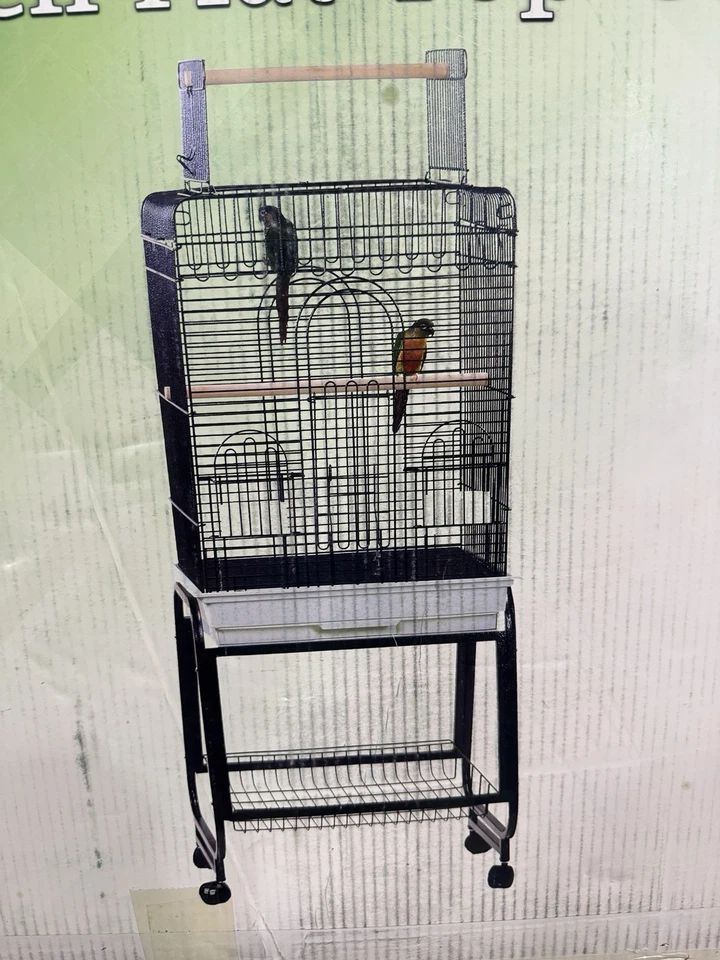 Jaula para pájaros A&E 702 Flat Play Top y soporte desmontable separado 22" x 18" x 62" blanca Foto 3 de 4