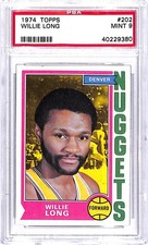 1974-75 Topps #202 Willie Long Denver Nuggets Basketball Card PSA 9 MINT ID45285