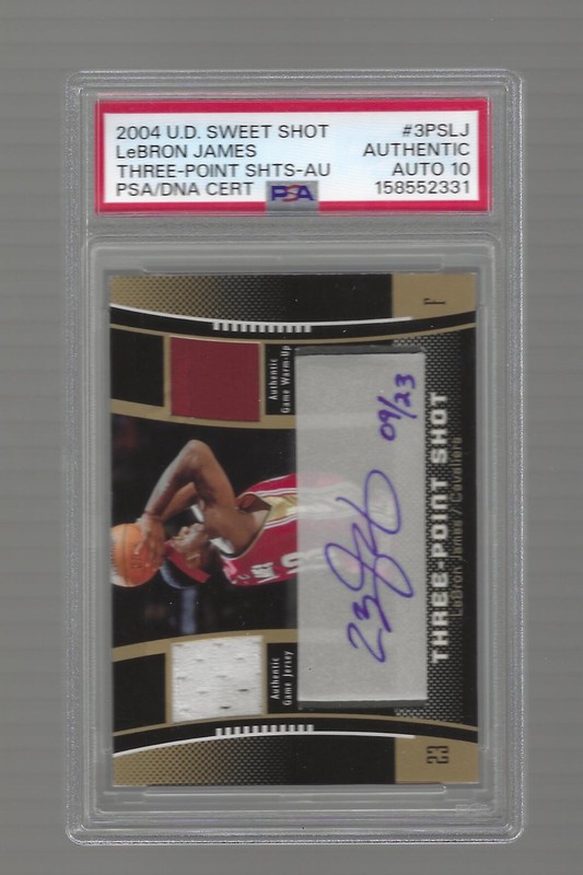 2004 Upper Deck Lebron James Three-Point Shot Auto #9/23 Auto PSA 10 Pop One