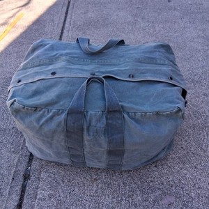 Vtg Large Kit Bag Flyers Sage Green US Military Duffle Canvas 22" x 13" x 16"