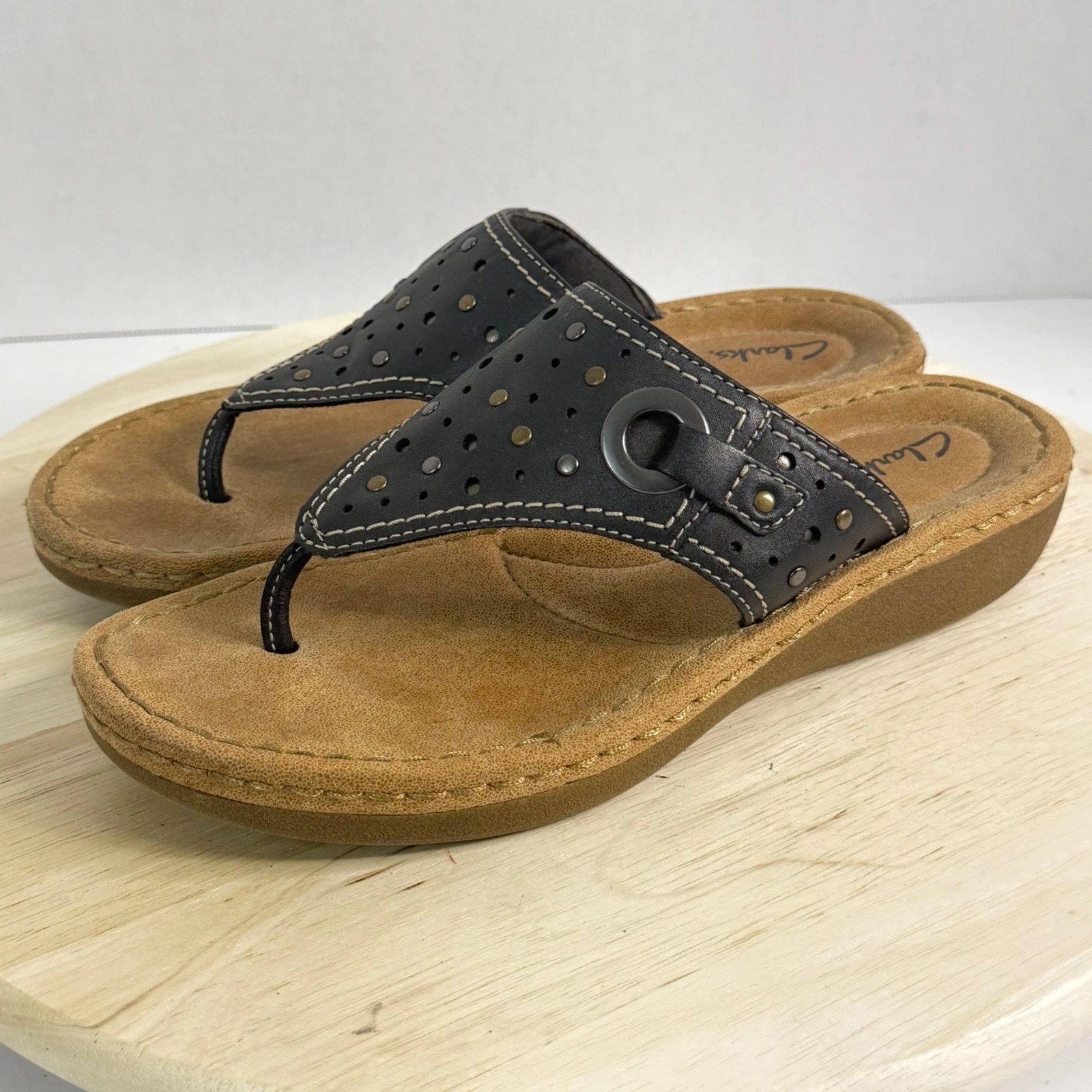 Clarks scarpe donna infradito infradito infradito sandali in pelle taglia 10M