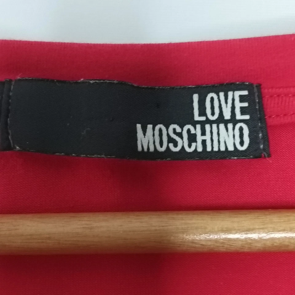 Camiseta Love Moschino Talla L Roja Lentejuelas Logo Manga Corta Diseñador Italia Foto 4 de 4