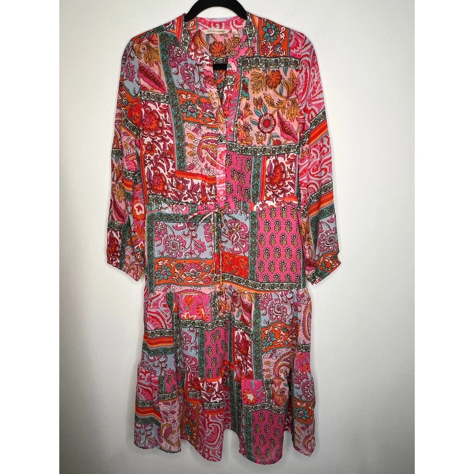 Soft Surroundings Pink Patchwork Drea Midi Dress Size Petite Small - Image 3 of 4