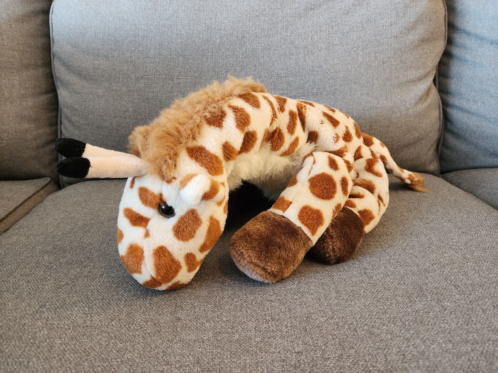 Vintage BJ Toy 14” Brown/White Giraffe Plush Stuffed Animal Toy Floppy Soft
